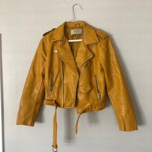 Zara yellow leather jacket